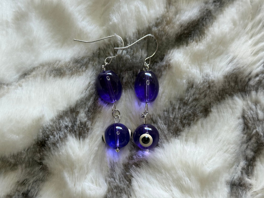Purple Evil Eye Earrings