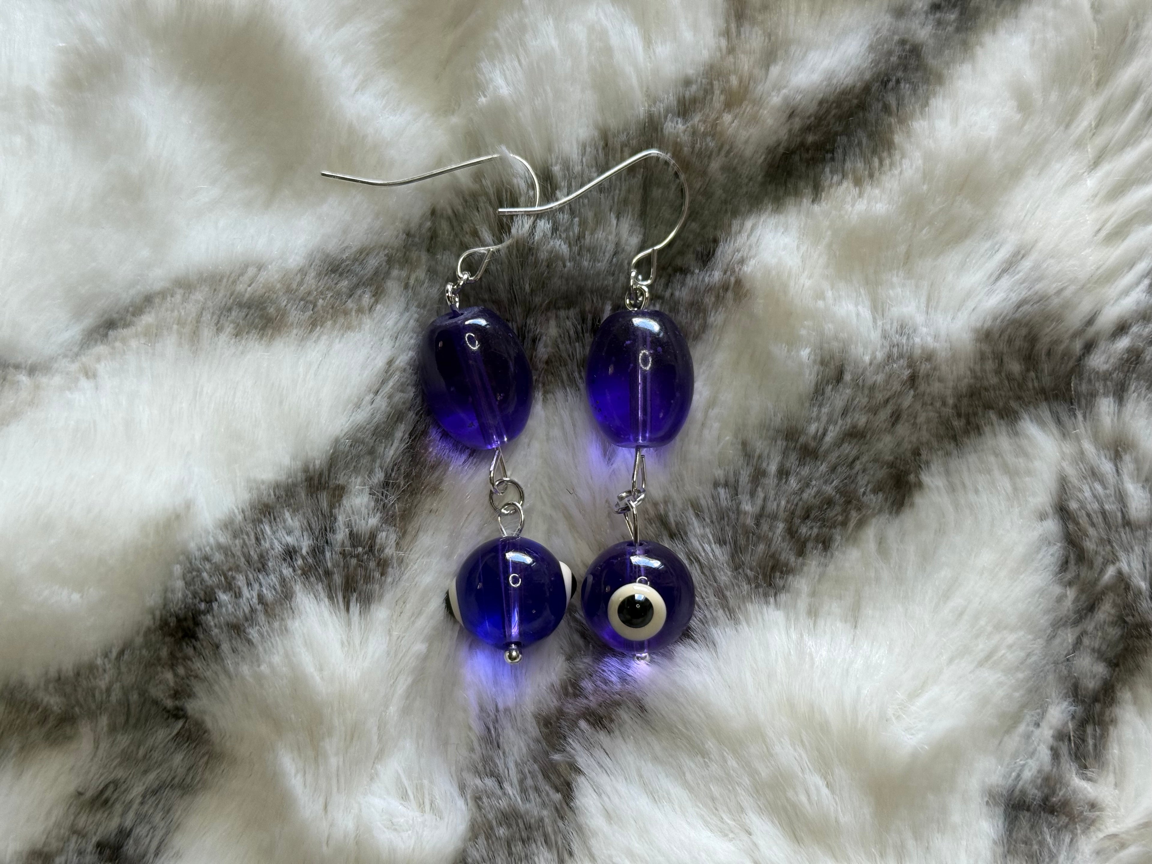 Purple Evil Eye Earrings