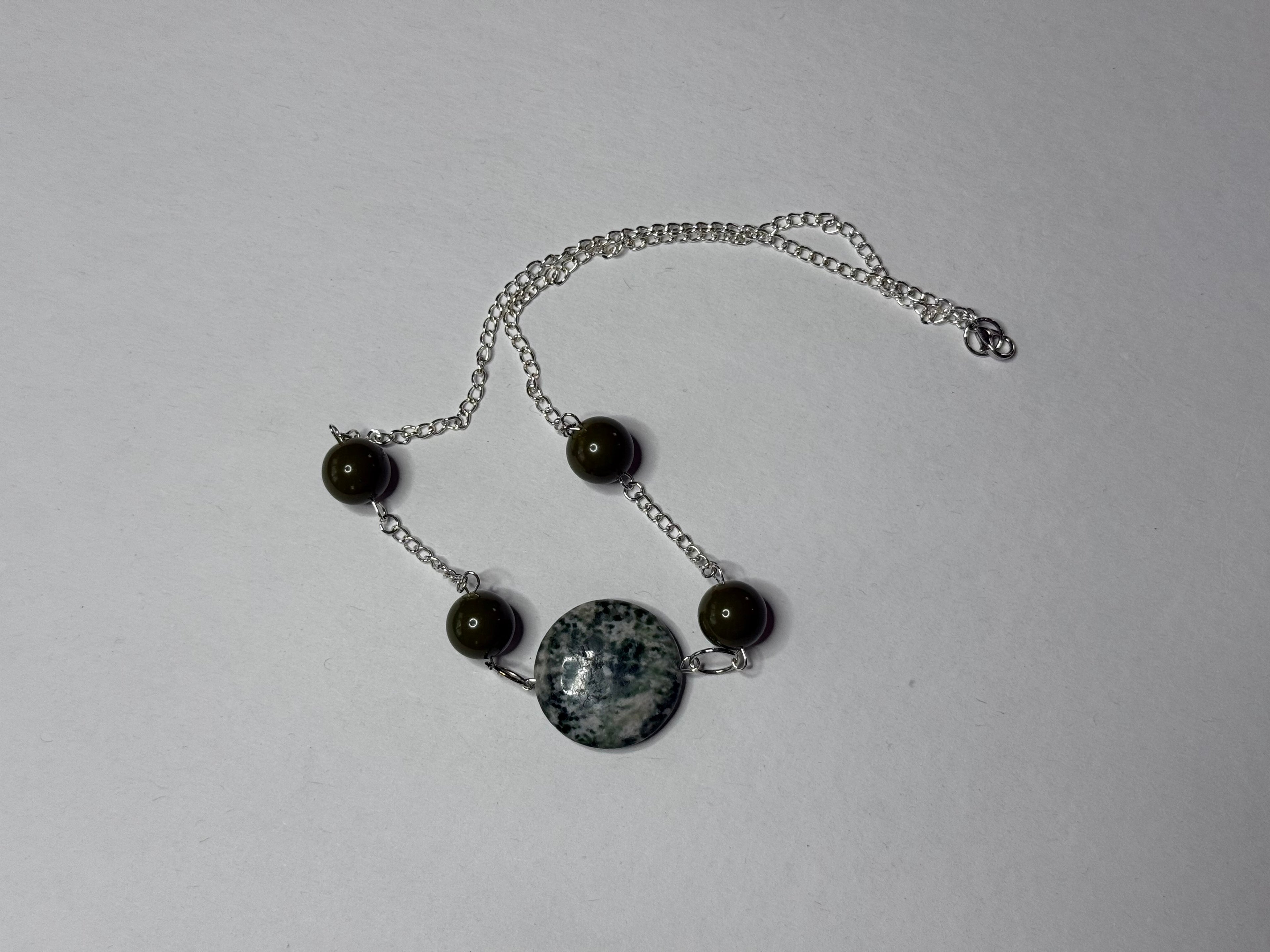 Mossy green stone necklace