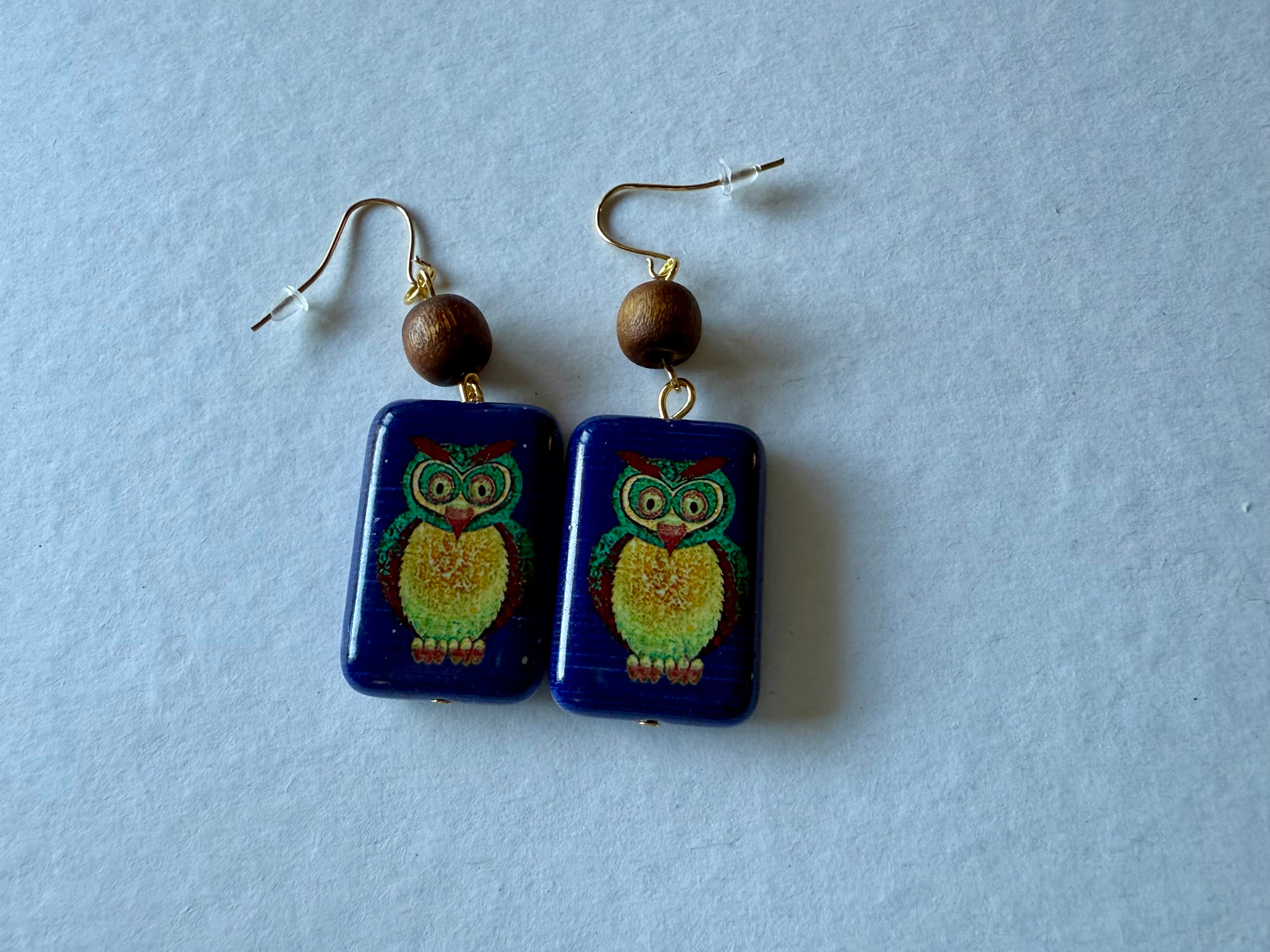 Owl tile earrings