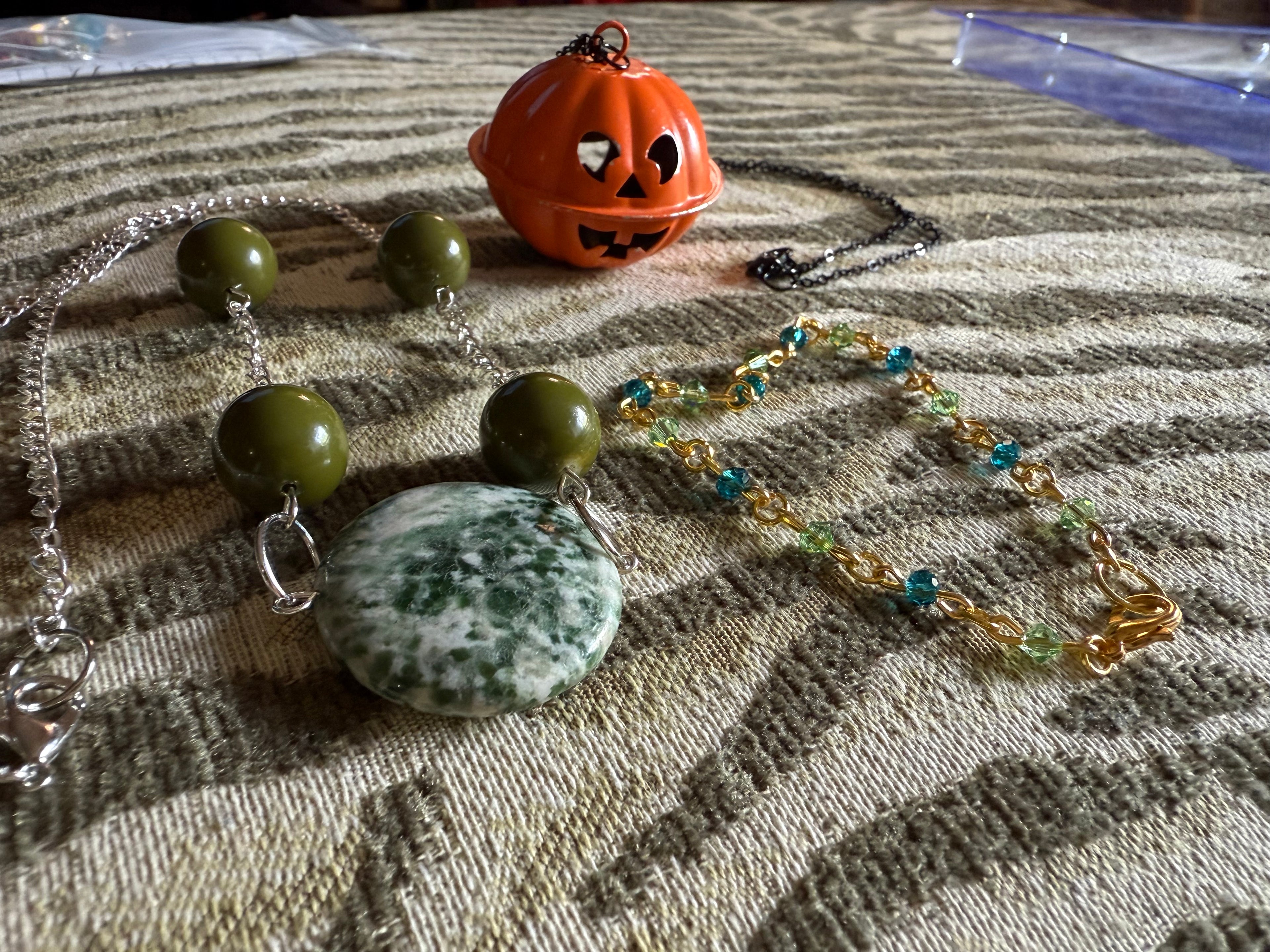 Big Reclaimed Pumpkin Bell Necklace