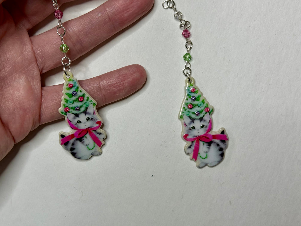Christmas Kitten Earrings