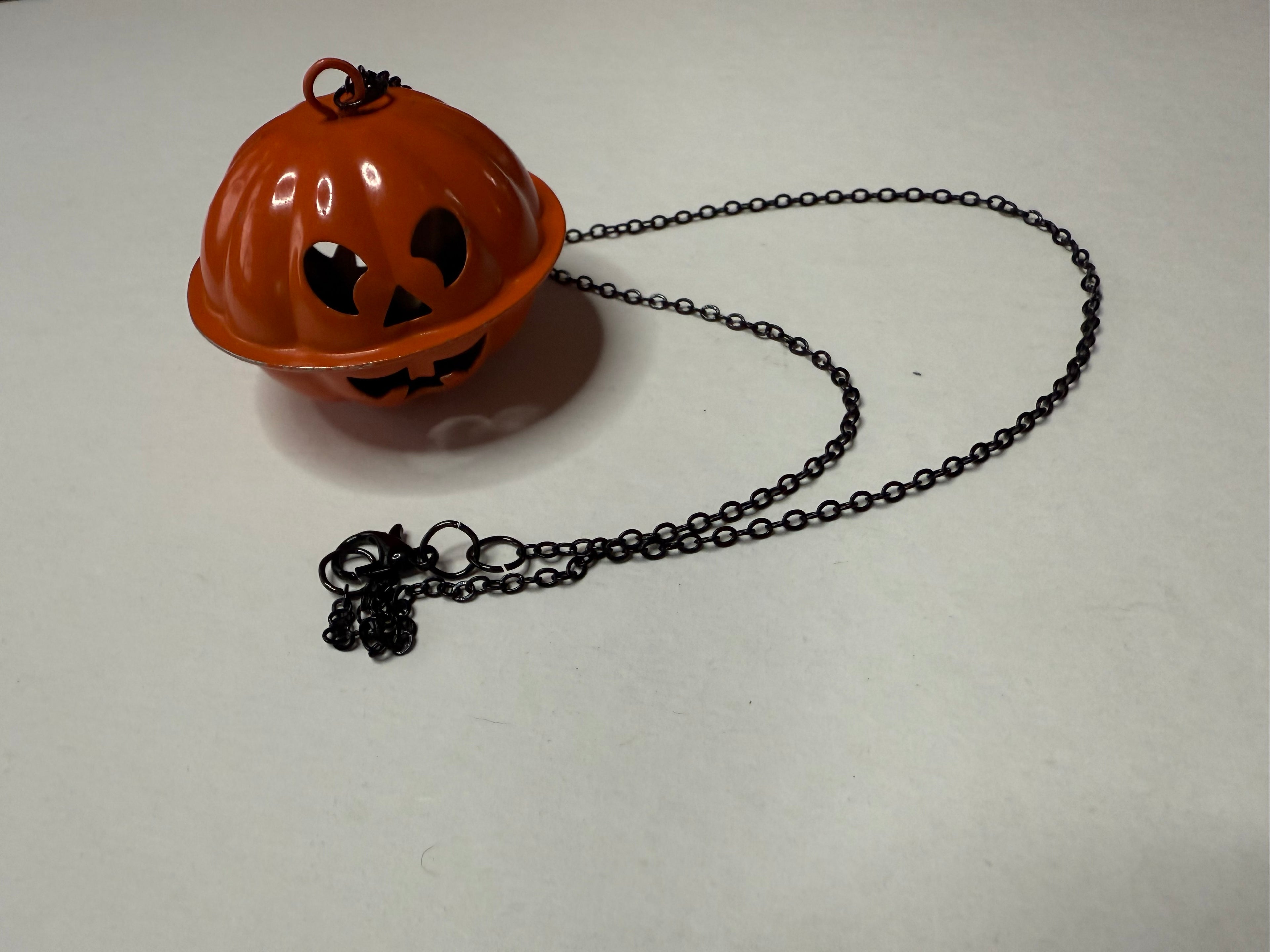 Big Reclaimed Pumpkin Bell Necklace