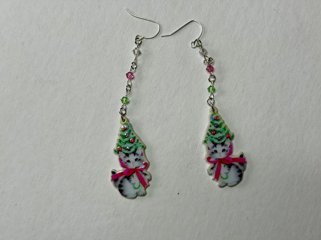 Christmas Kitten Earrings