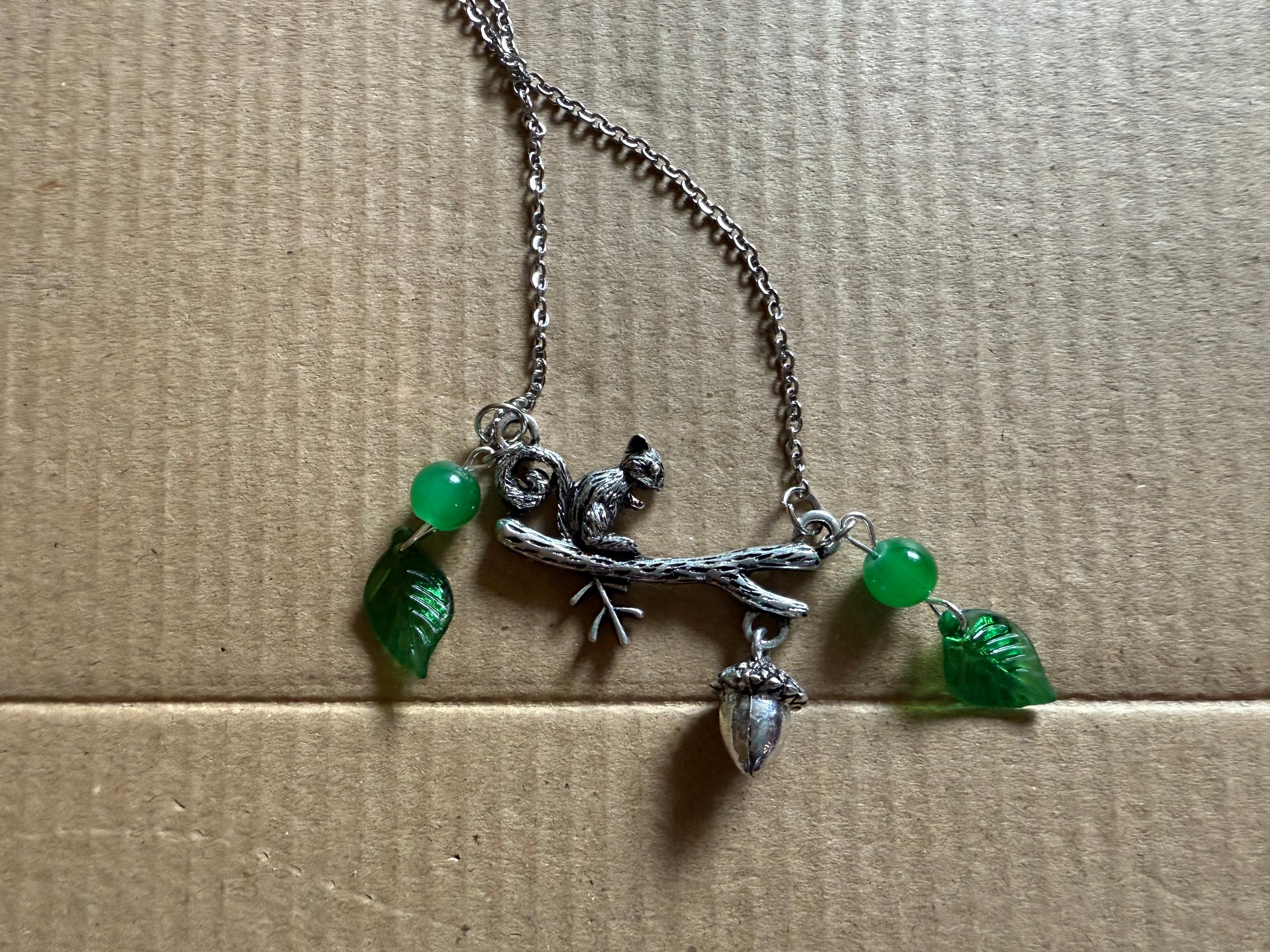 Squirrel branch necklace