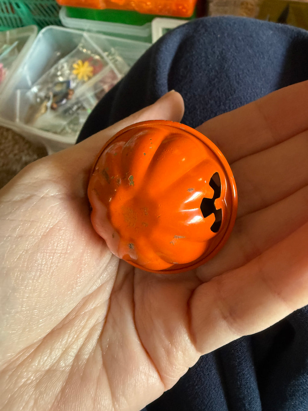 Big Reclaimed Pumpkin Bell Necklace