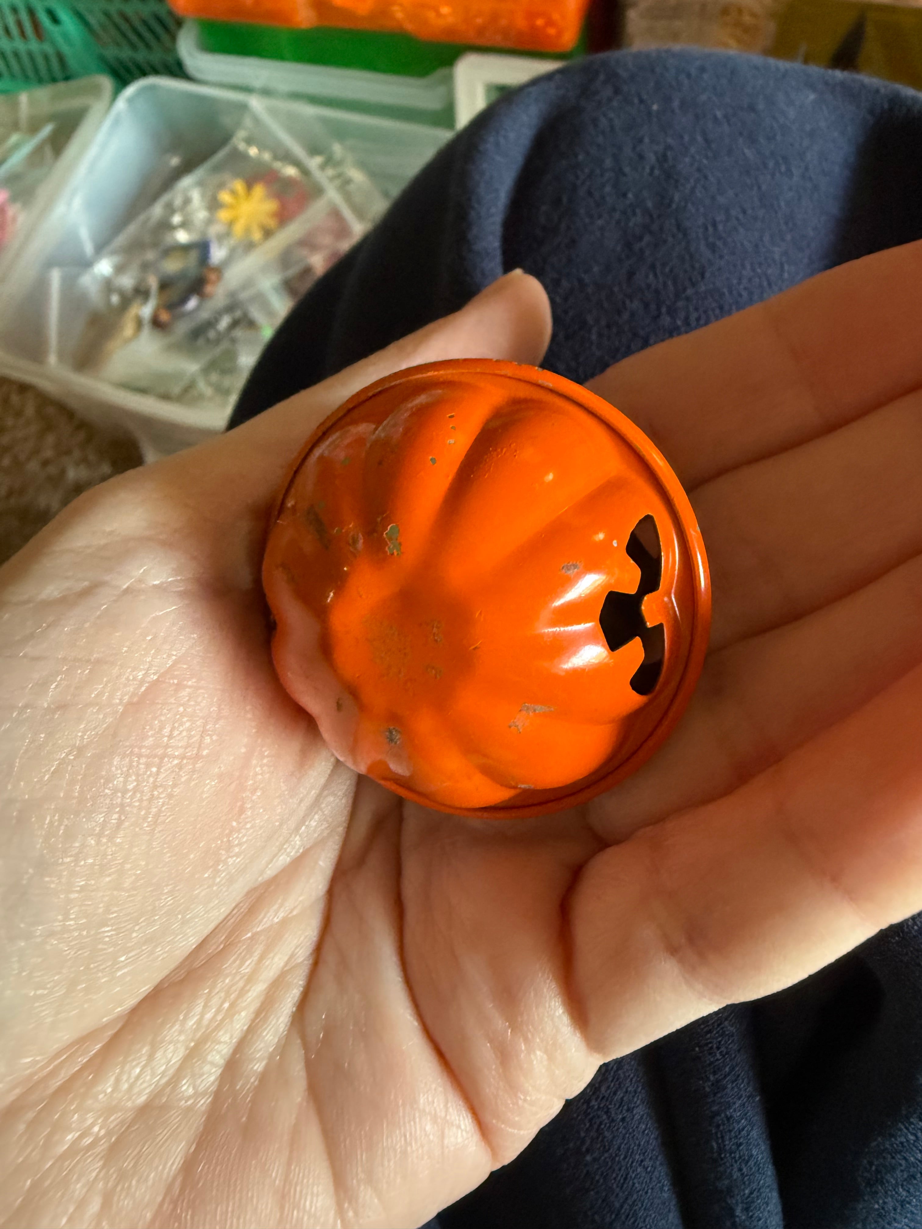 Big Reclaimed Pumpkin Bell Necklace