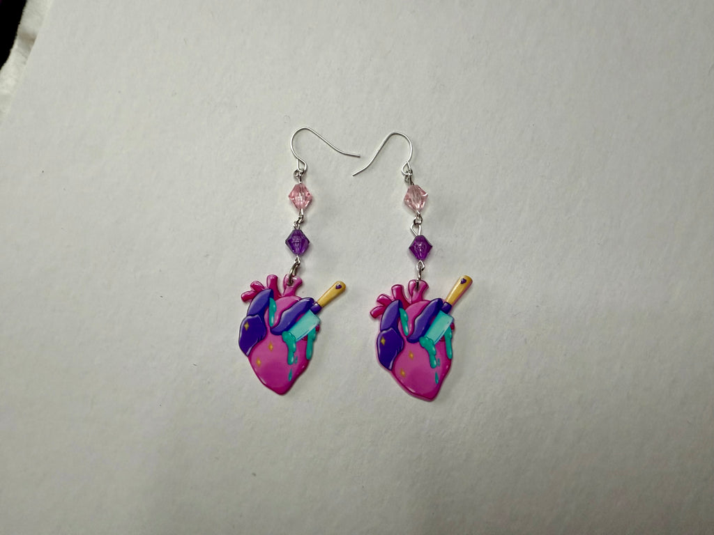 Small gem heart earrings