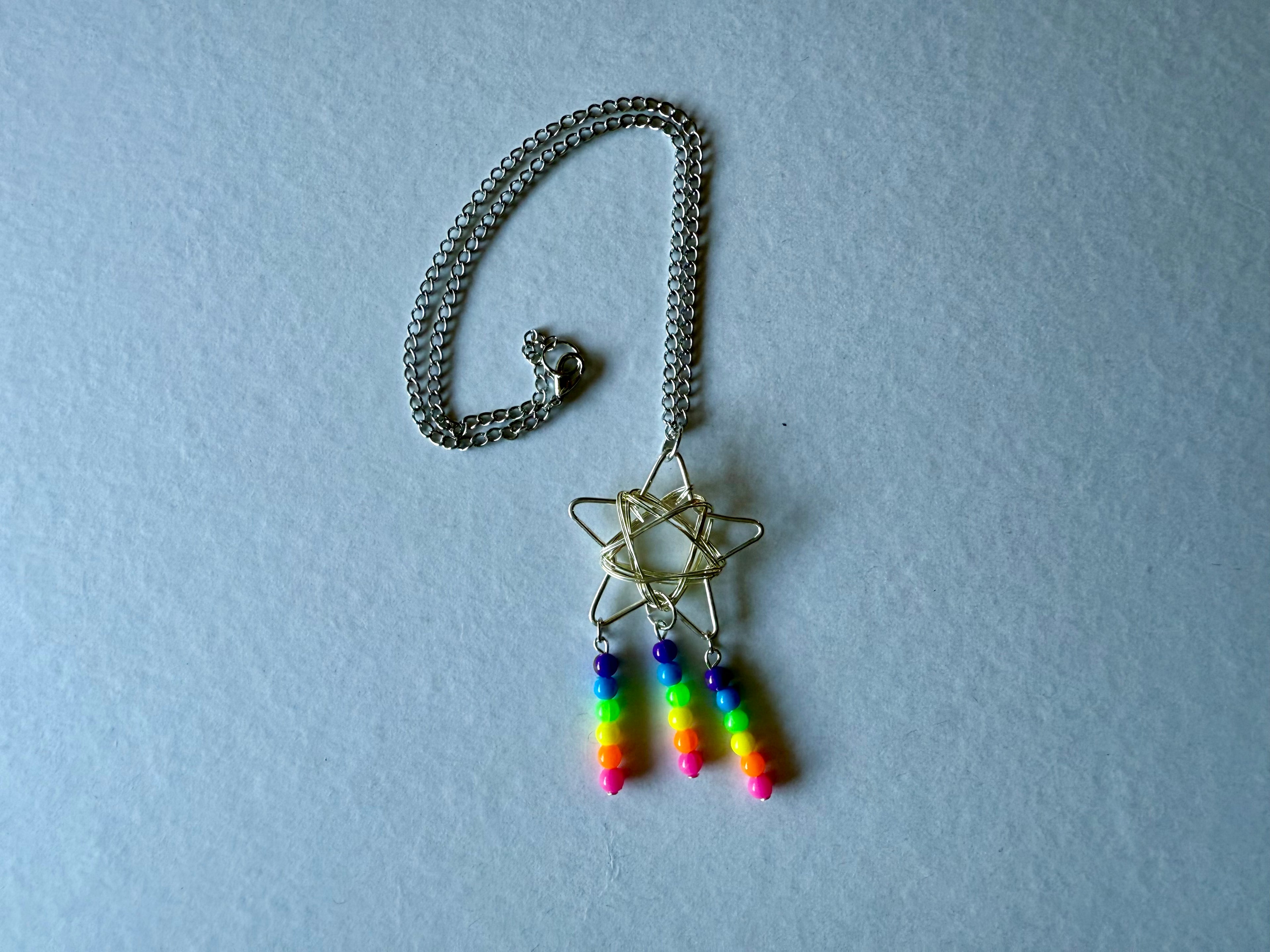 Neon rainbow star necklace