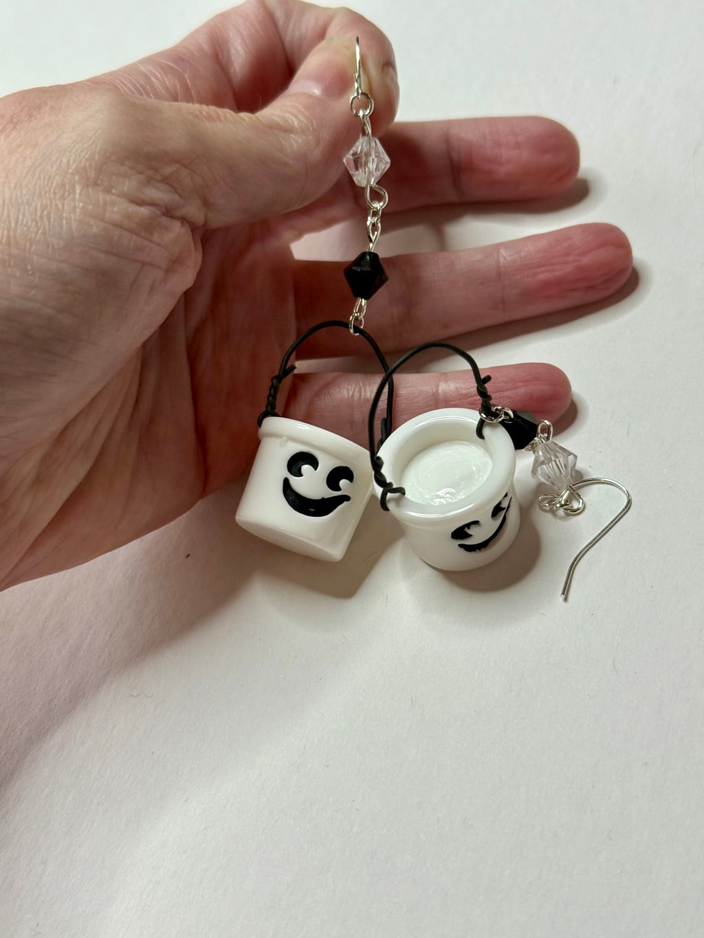 Empty White Boo Bucket Earrings