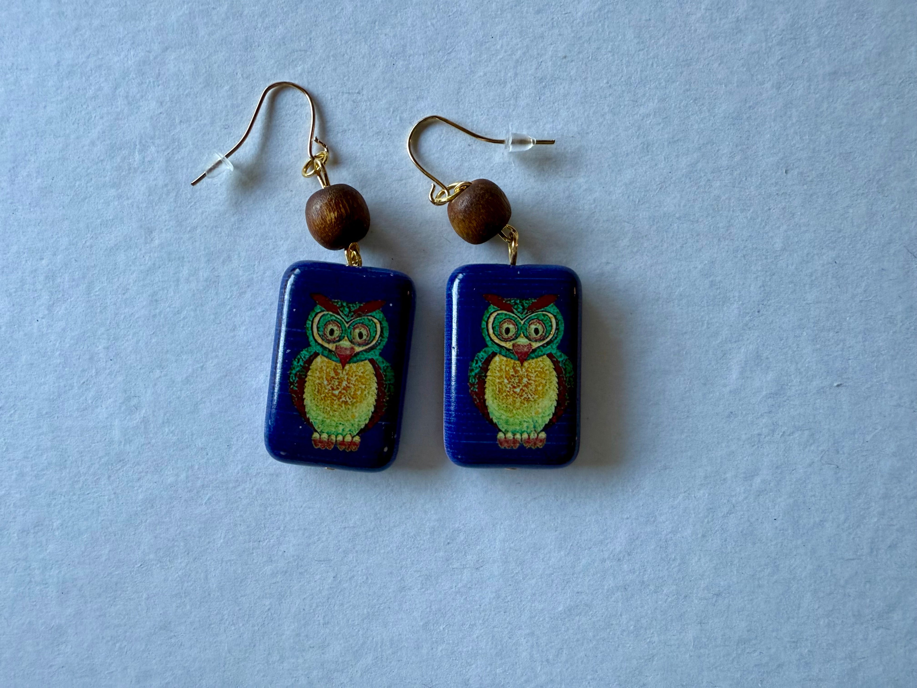 Owl tile earrings