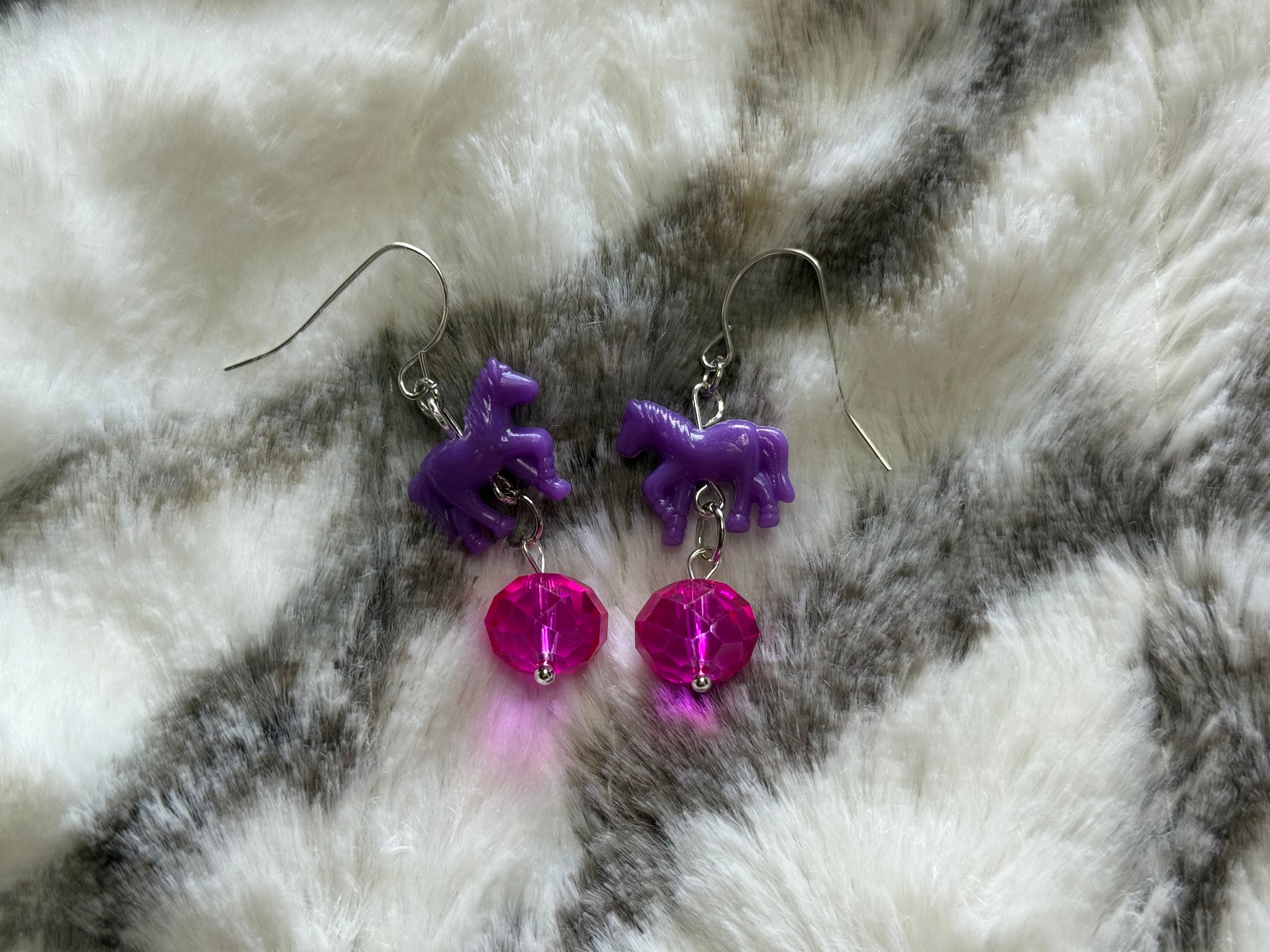 Purple and Pink Pony Earrings