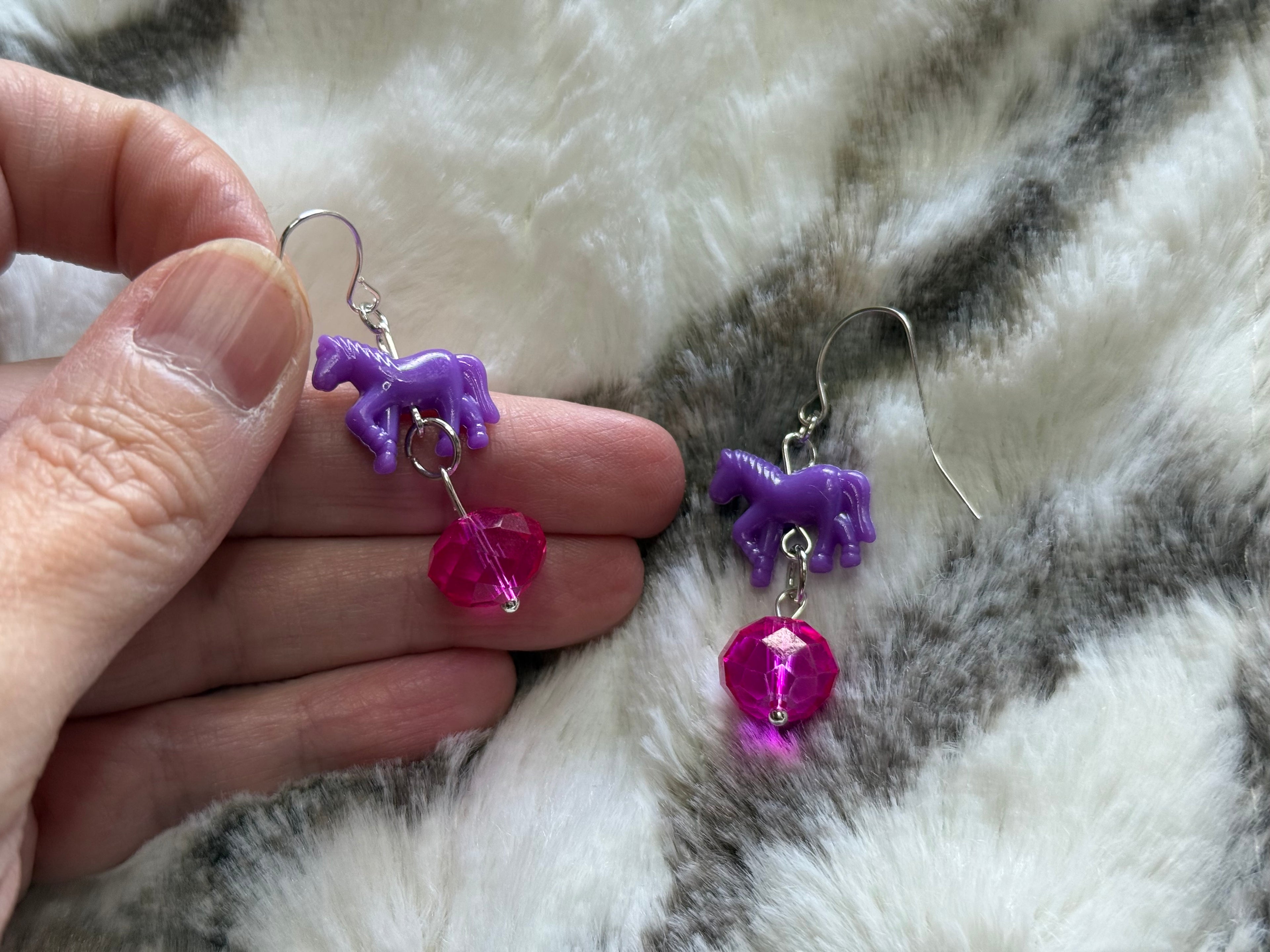 Purple and Pink Pony Earrings