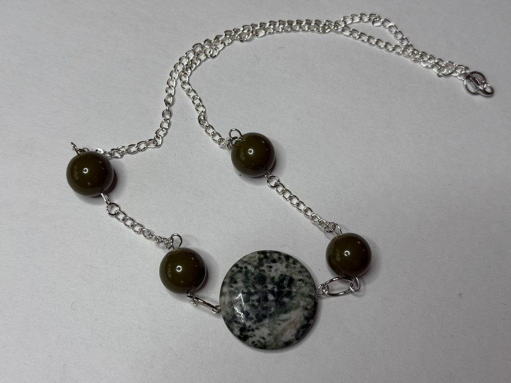 Mossy green stone necklace