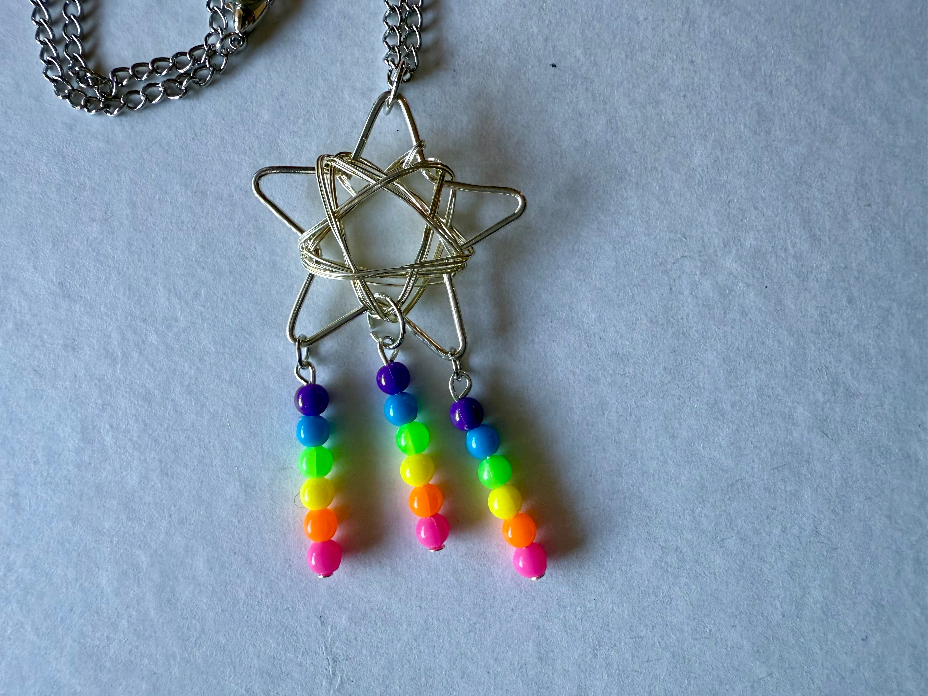 Neon rainbow star necklace