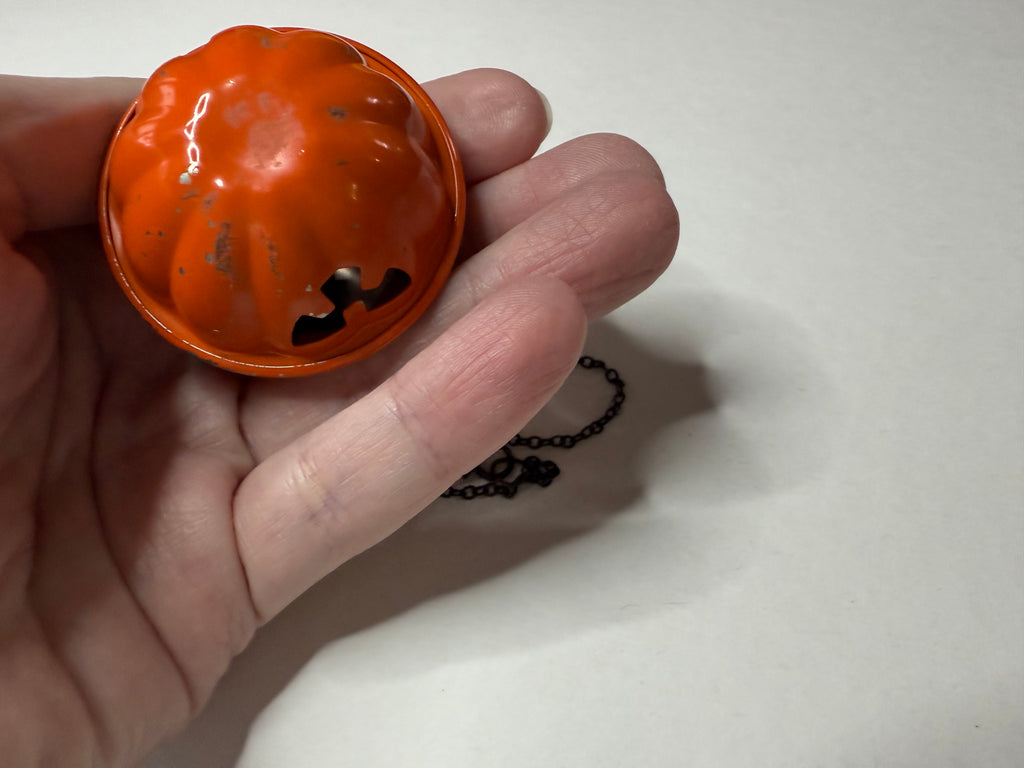 Big Reclaimed Pumpkin Bell Necklace