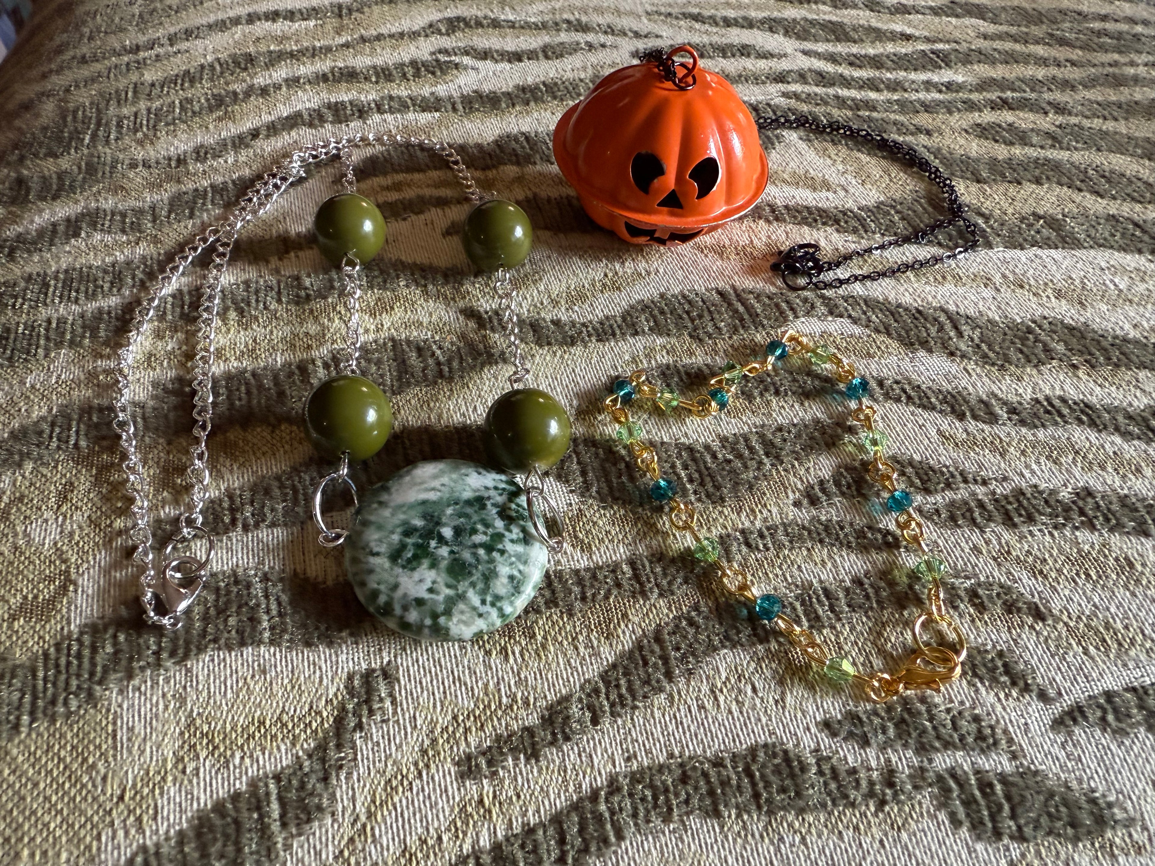 Big Reclaimed Pumpkin Bell Necklace