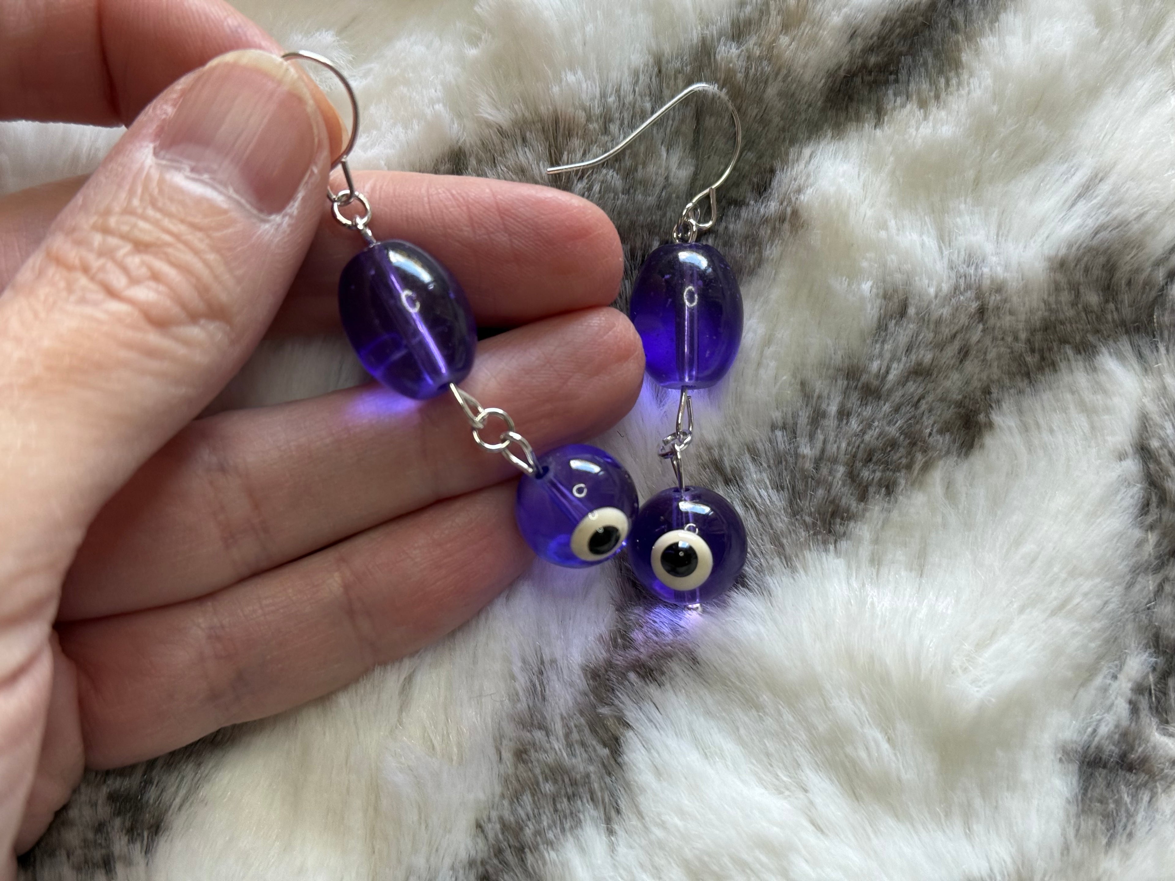 Purple Evil Eye Earrings