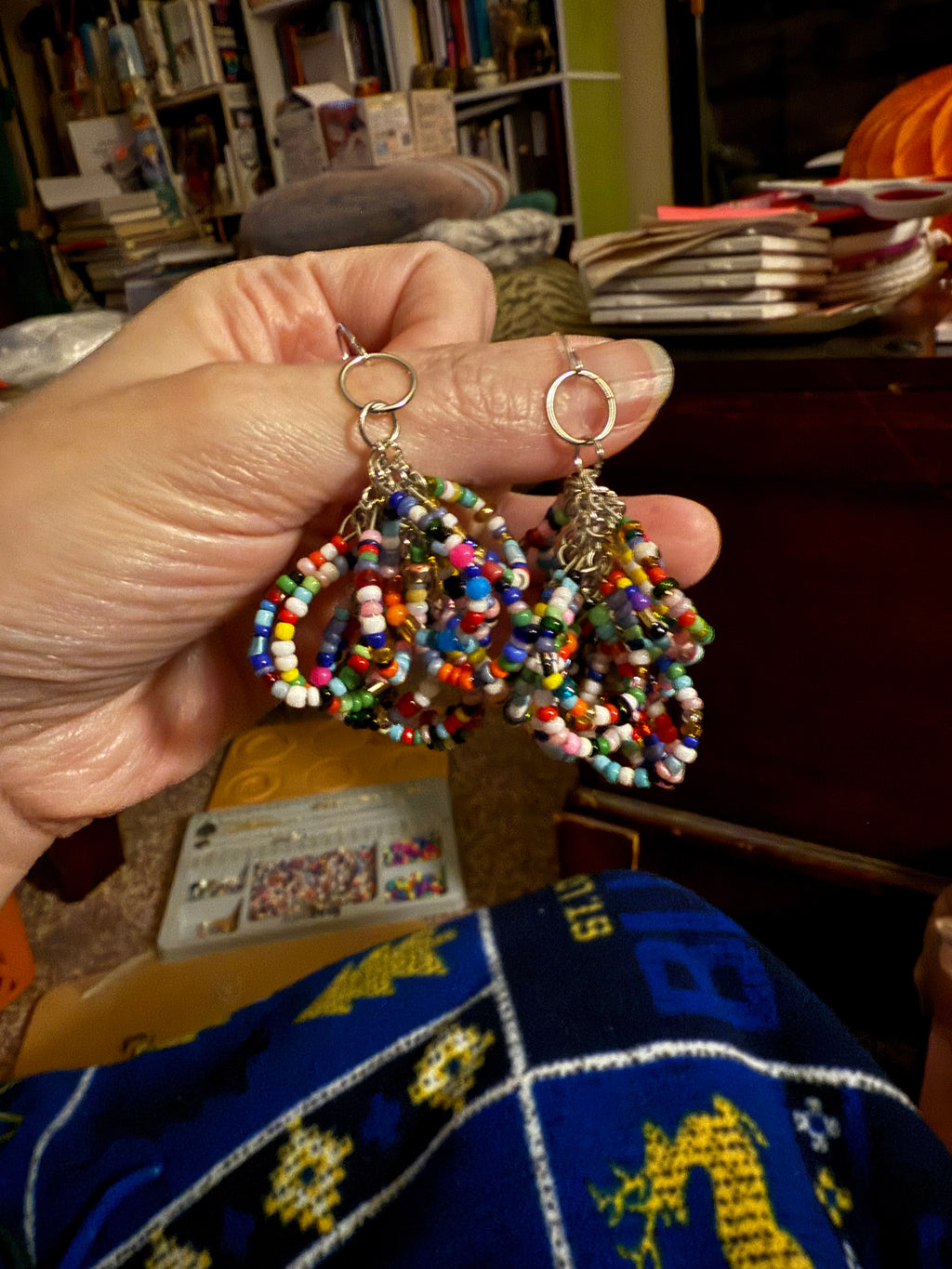 Massive Seed Bead Hoop Earrings