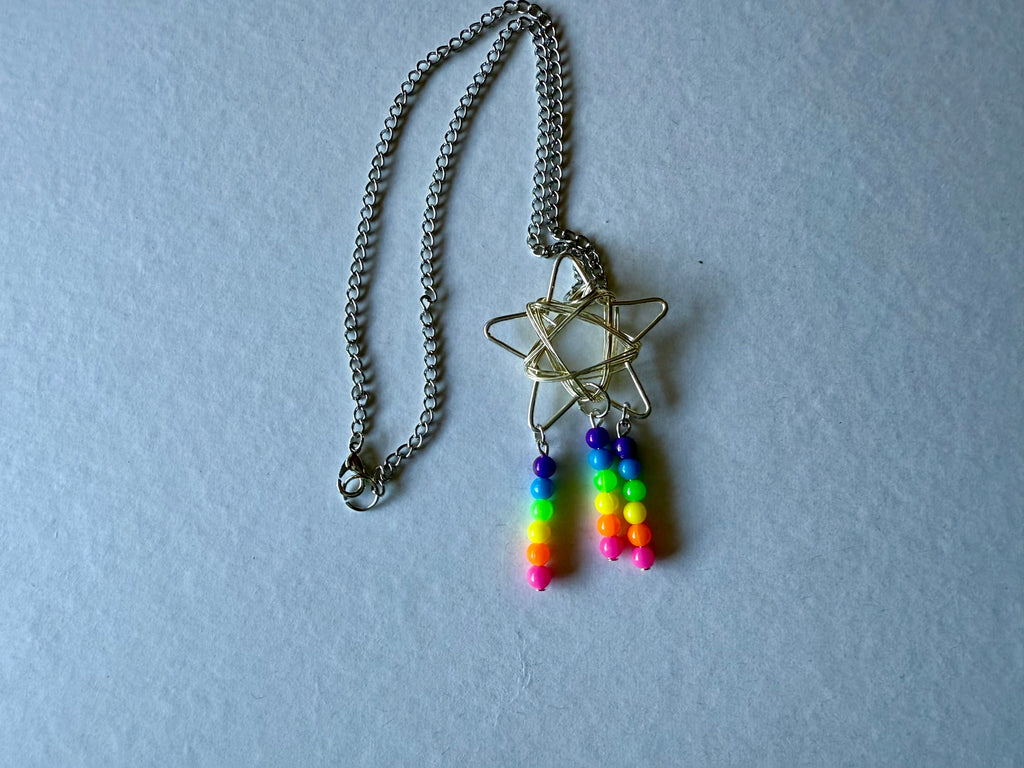 Neon rainbow star necklace