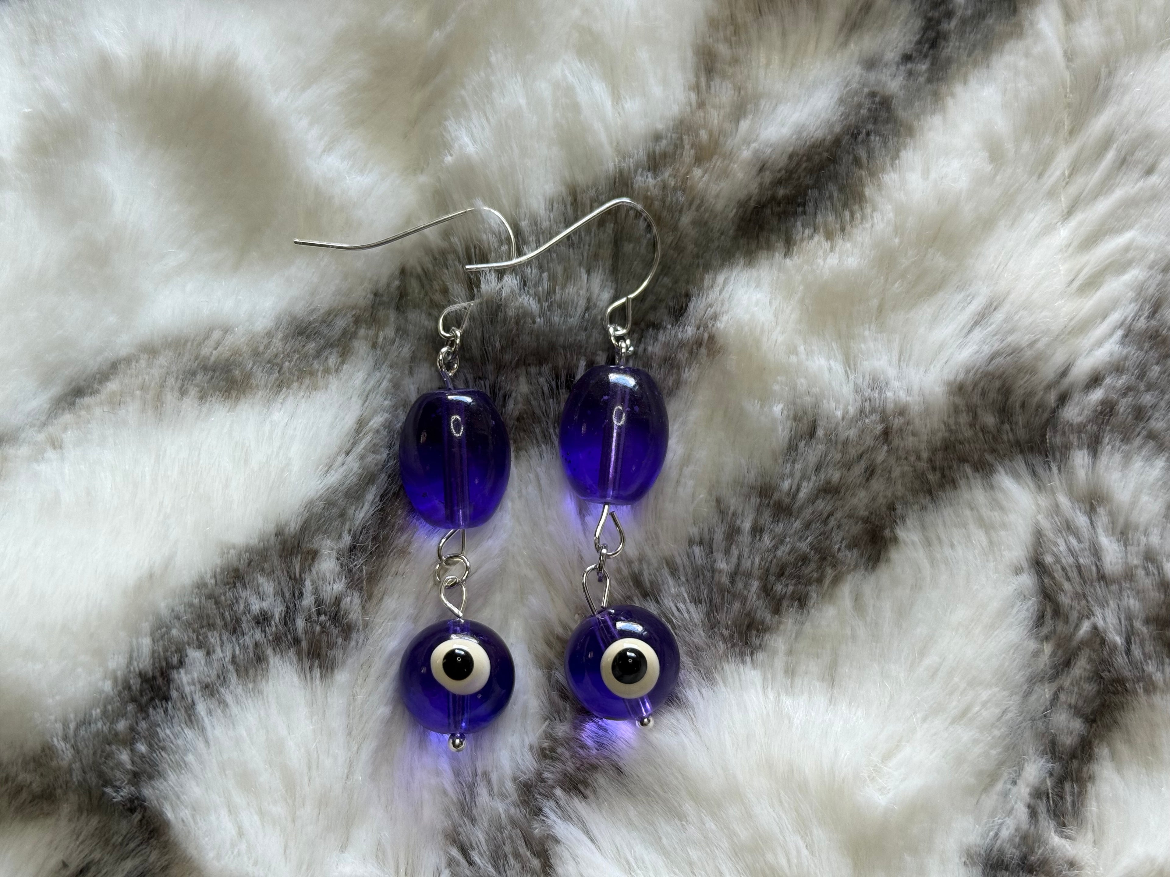 Purple Evil Eye Earrings