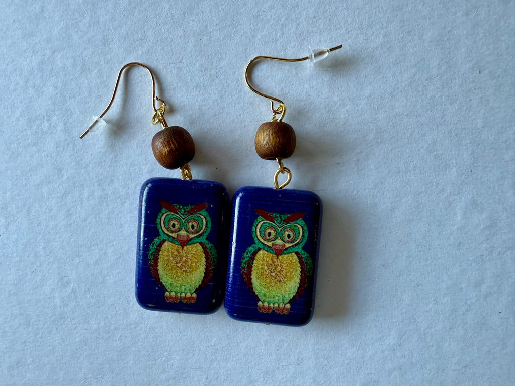 Owl tile earrings
