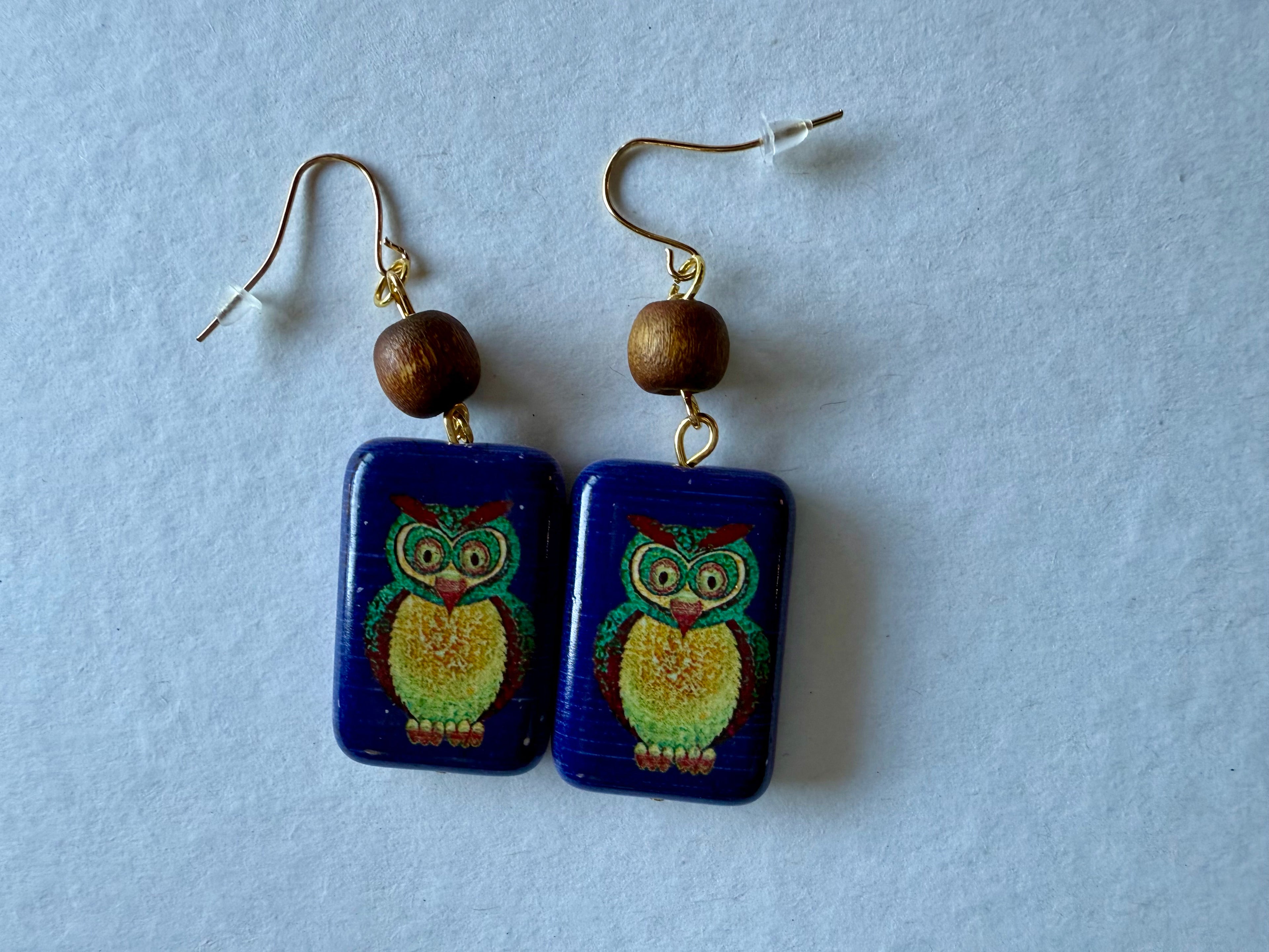 Owl tile earrings