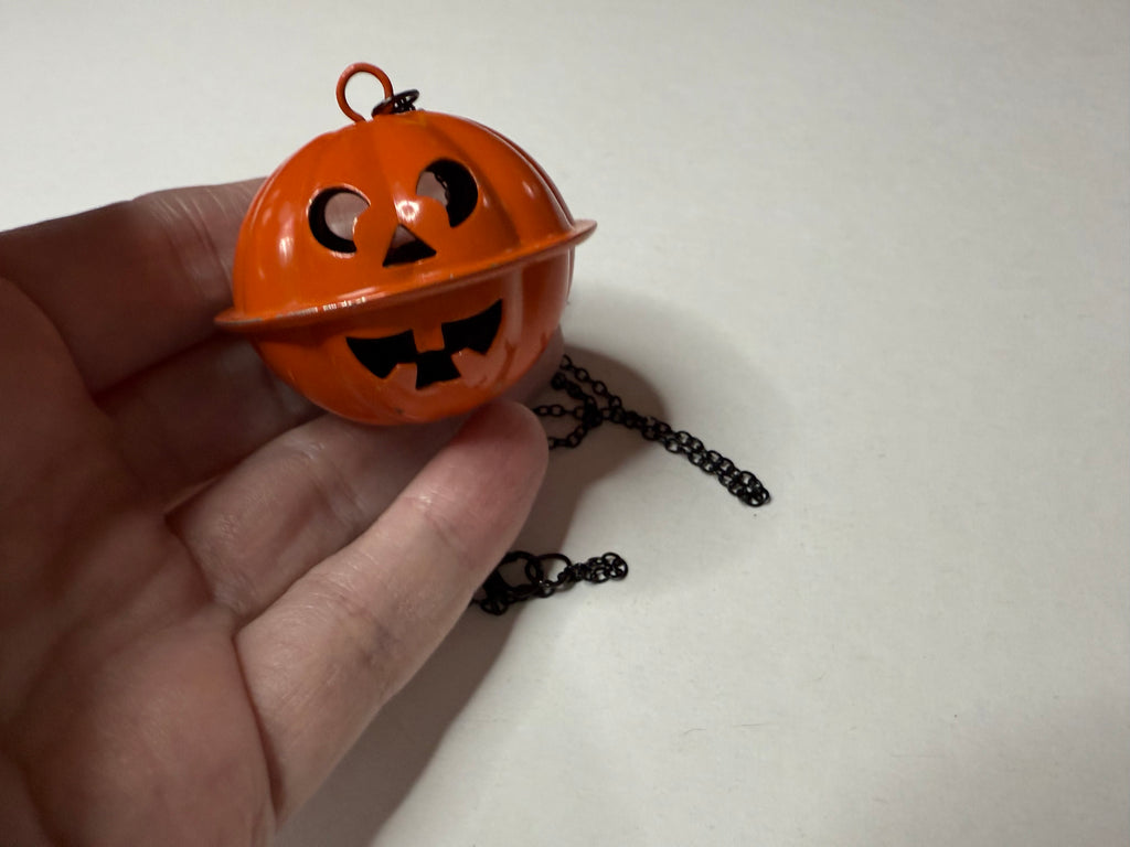 Big Reclaimed Pumpkin Bell Necklace