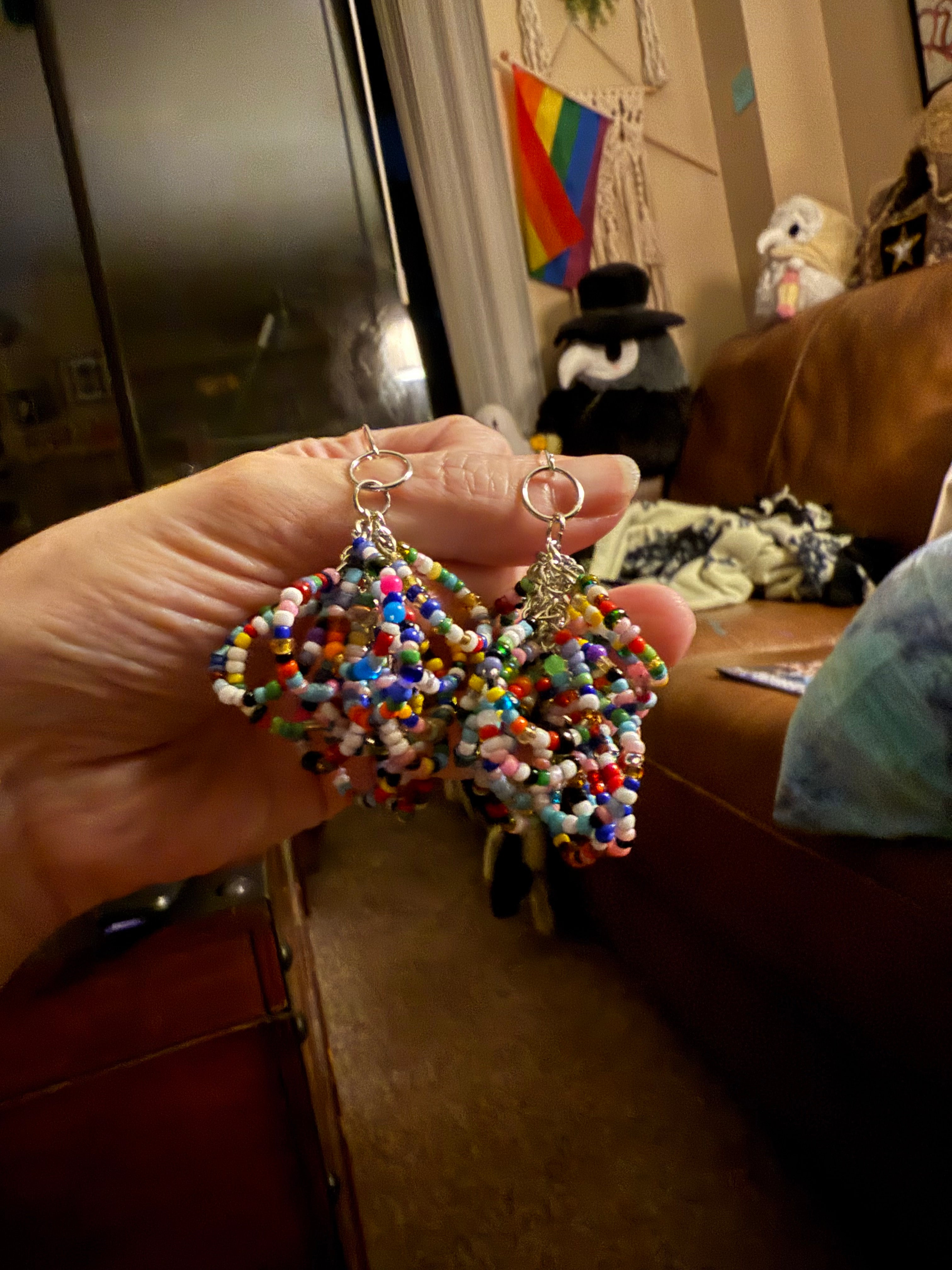 Massive Seed Bead Hoop Earrings